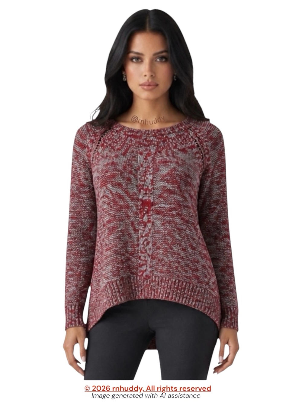 Guess L red & grey sweater